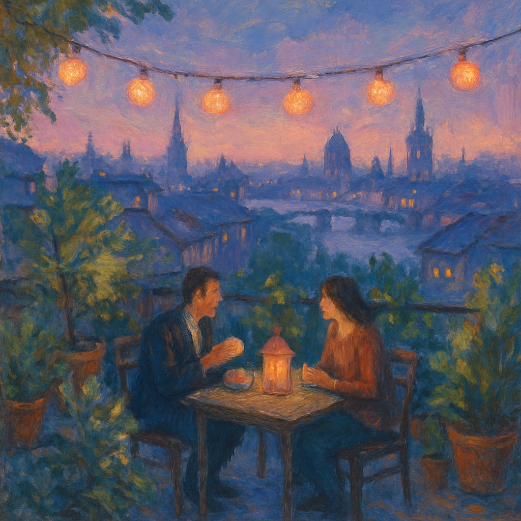Rooftop Garden Twilight View Painting by numbers kit