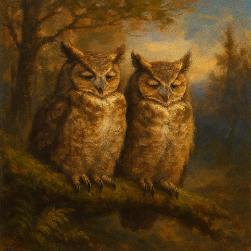 Forest Owls By The Clearing Numbered painting kits