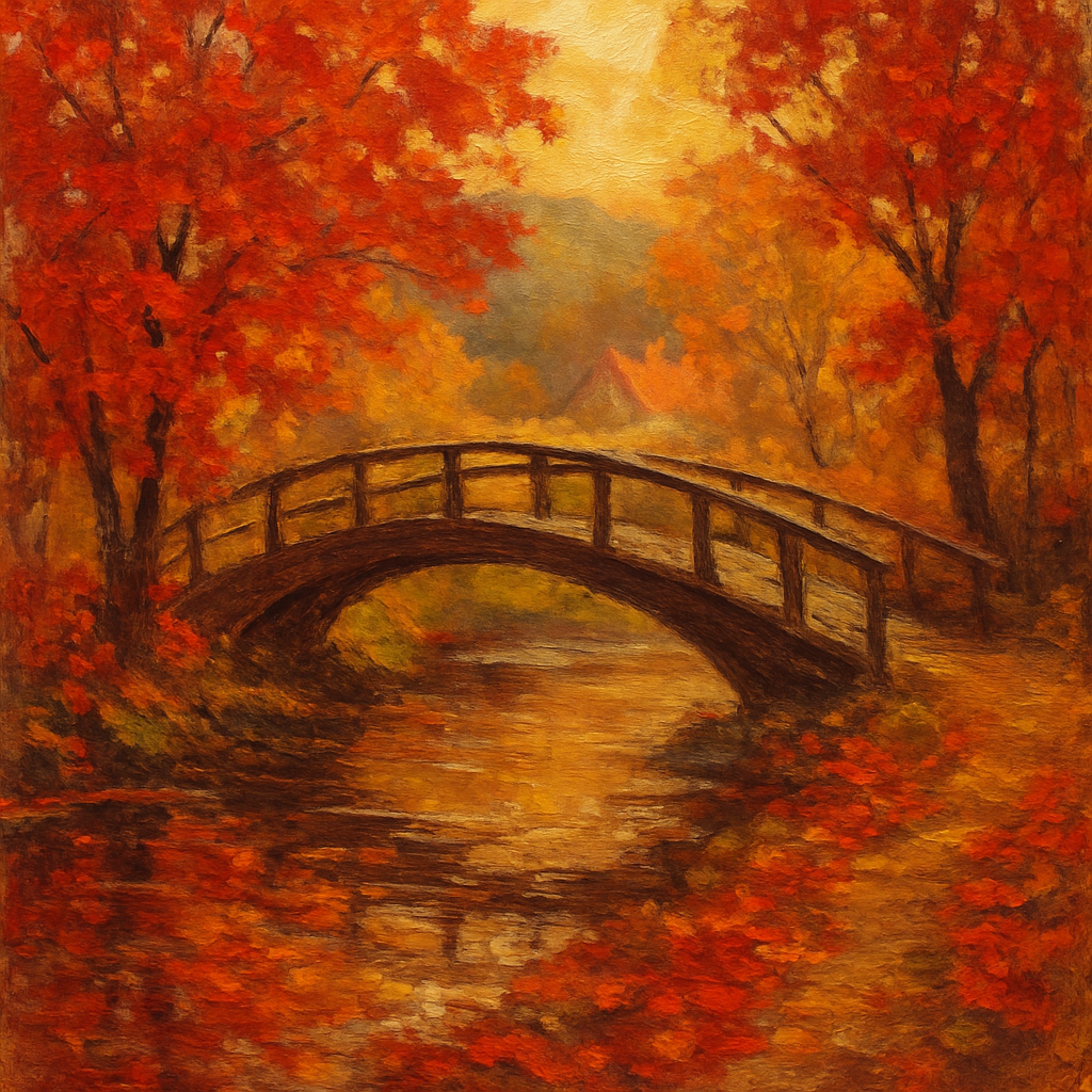 Crimson Maple Bridge Paint by numbers kits
