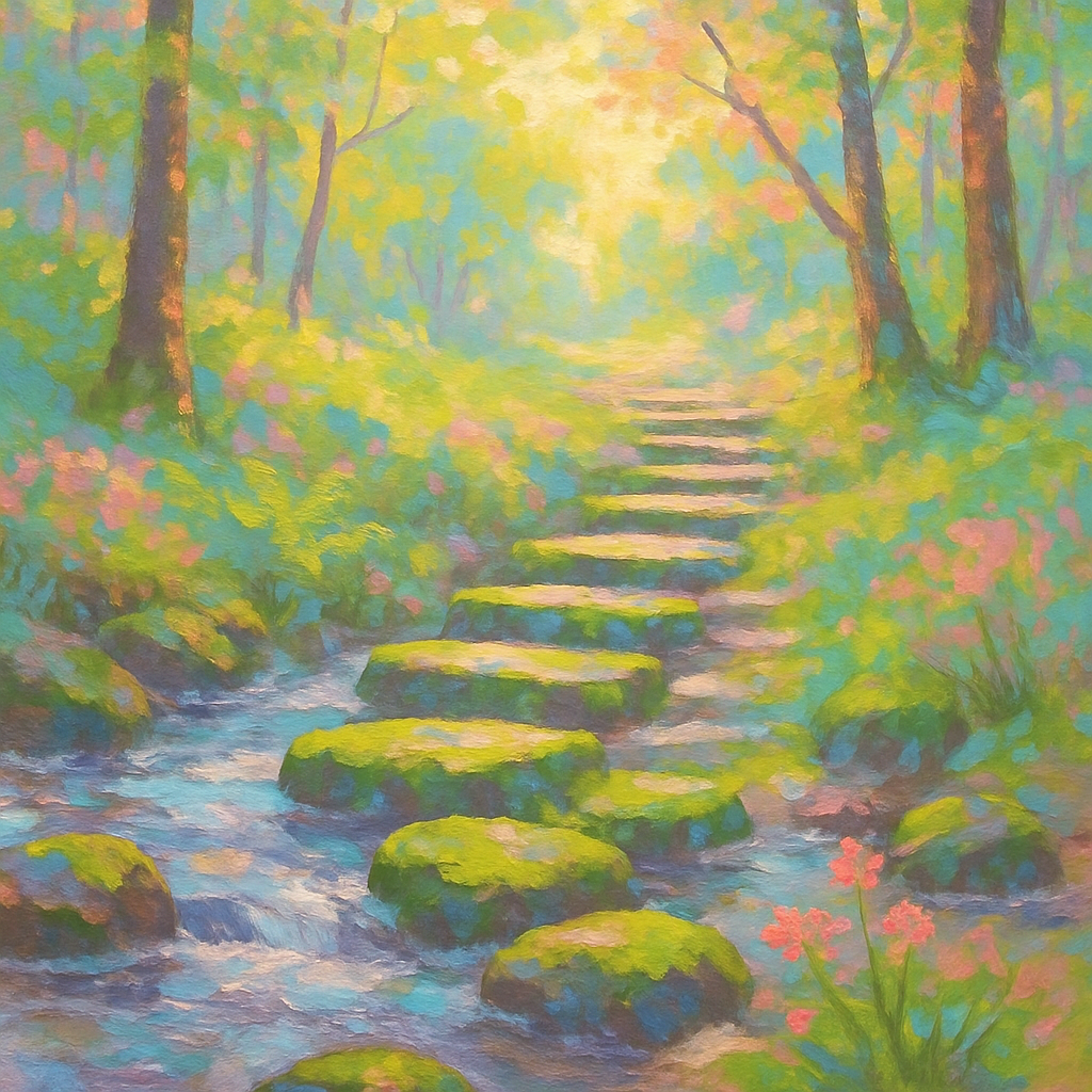 Spring Brook And Stone Steps DIY paint by numbers