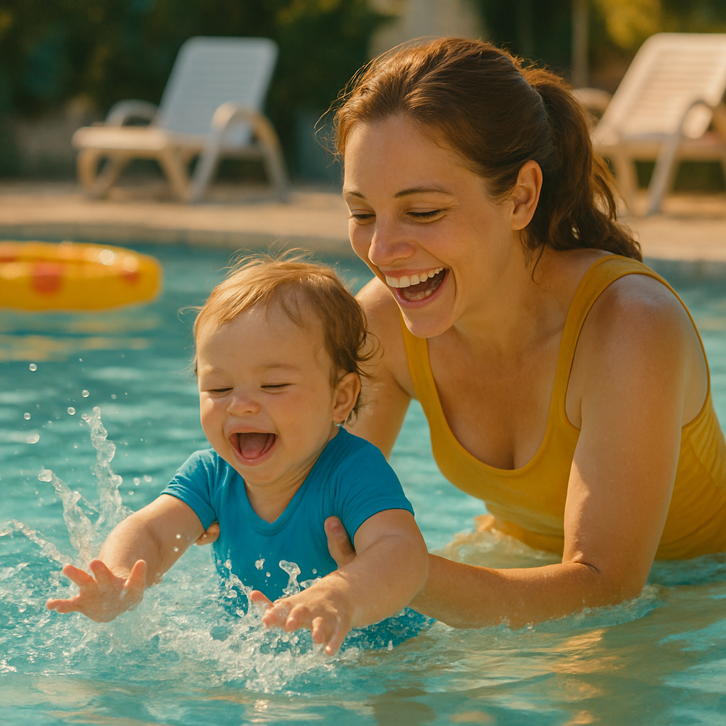 Mother Teaching Child To Swim DIY paint by numbers