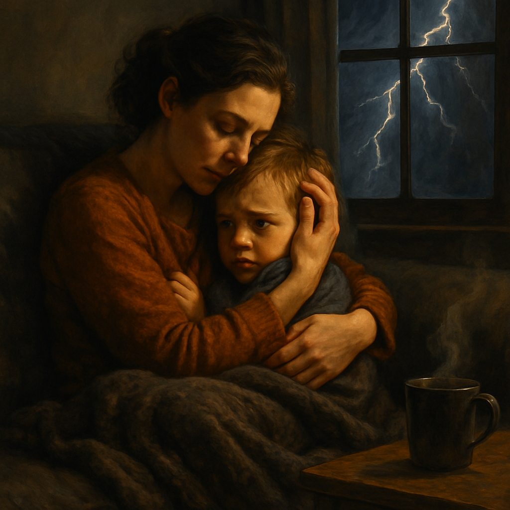 Mother Comforting Child During Thunderstorm Paint by numbers kits