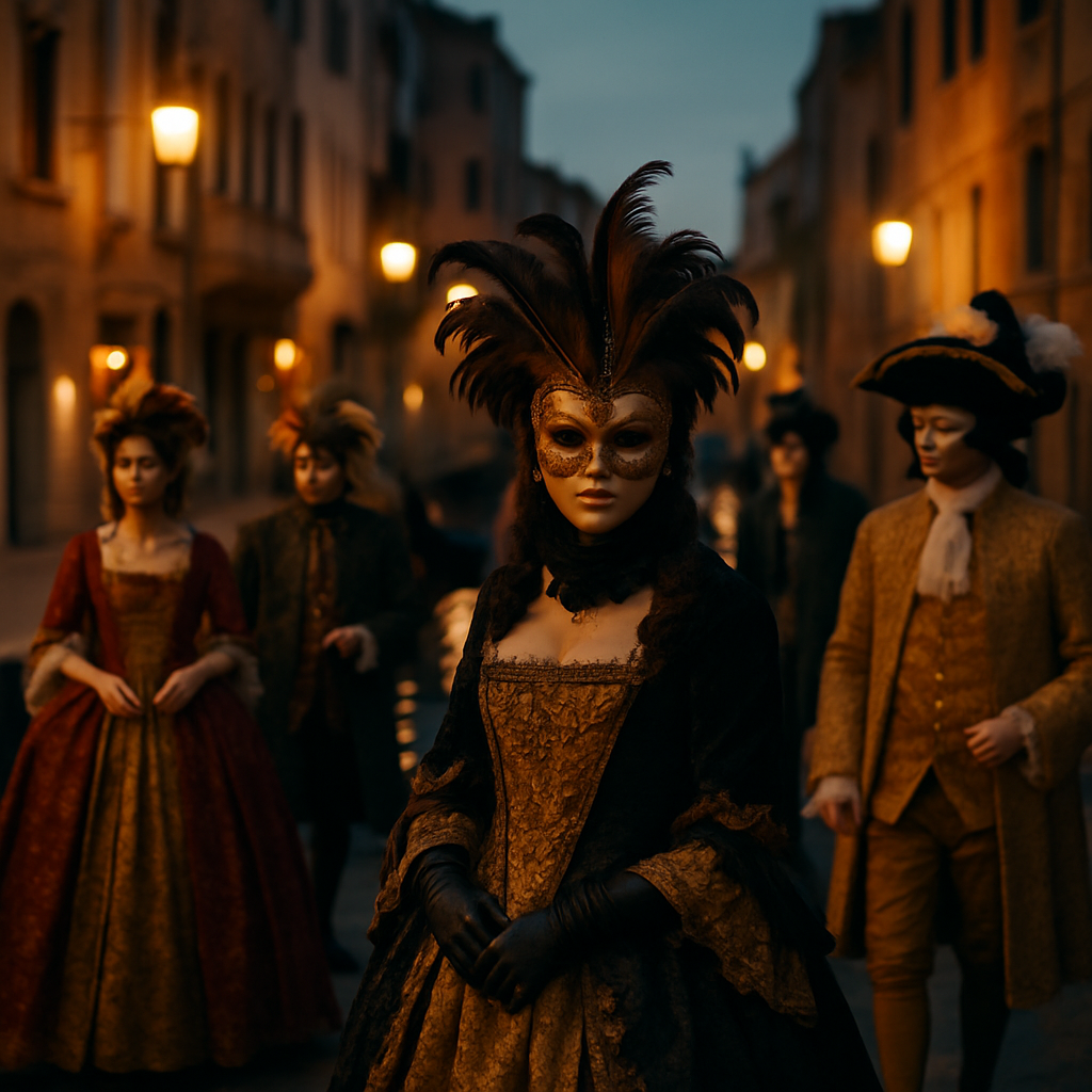 Carnival Of Venice Masked Promenade At Dusk painting number kit