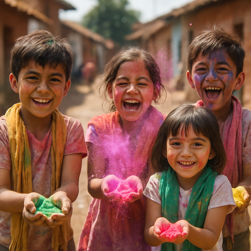Holi Of Colours For Children At Village Fair Number painting