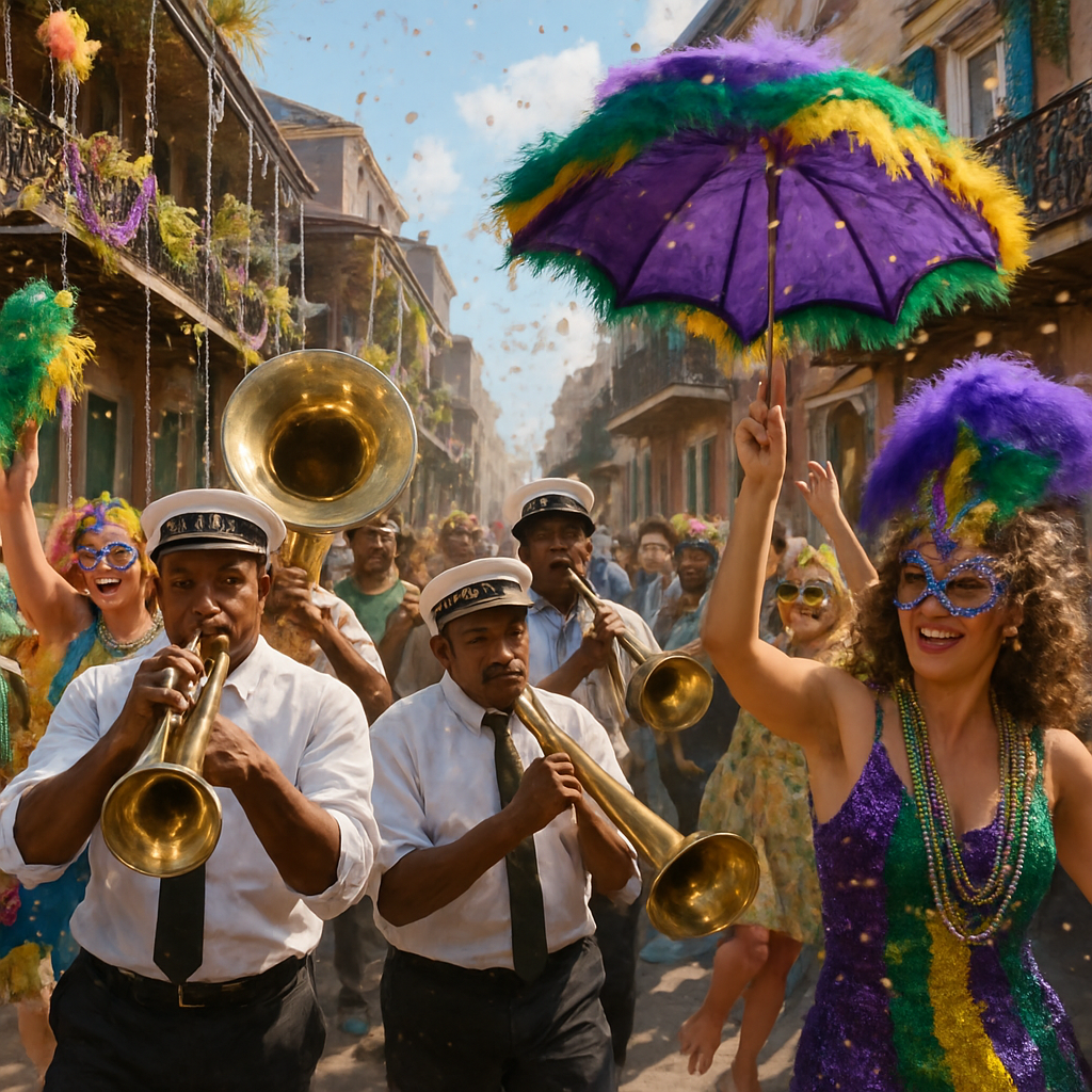 Mardi Gras Second Line Brass Band In New Orleans paint by color