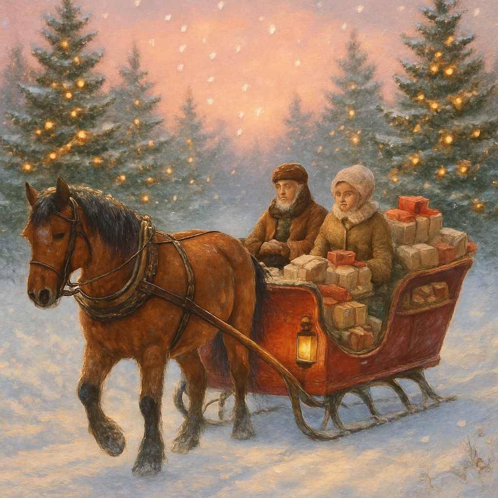 Holiday Mail Delivery By Horse Drawn Sleigh Painting by numbers kit