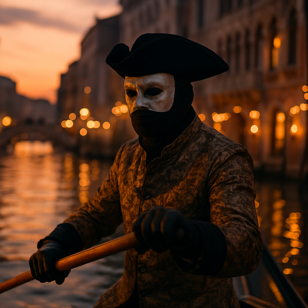 Venetian Carnival Masked Gondolier DIY paint by numbers