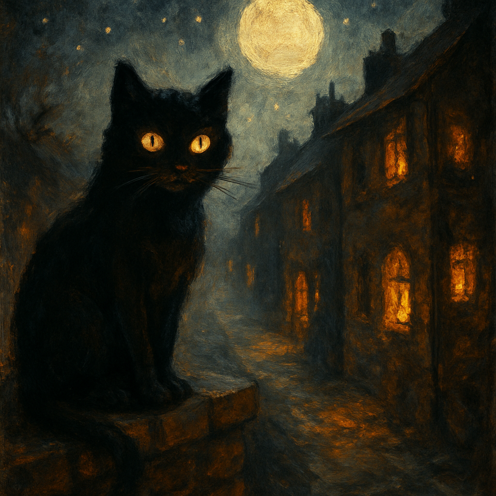 Starlit Black Cat Alley paint by number