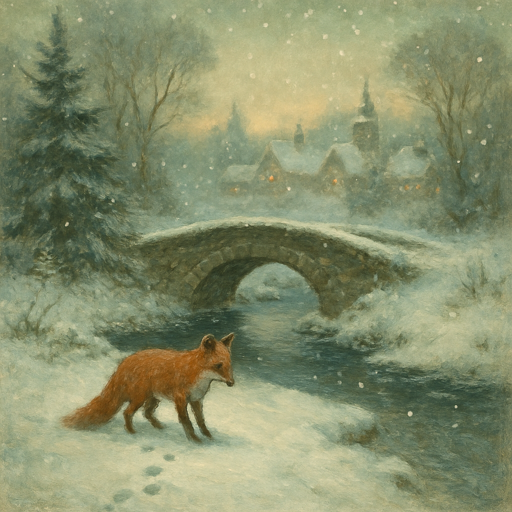 Fox Tracks Beyond The Village Bridge Numbered painting kits