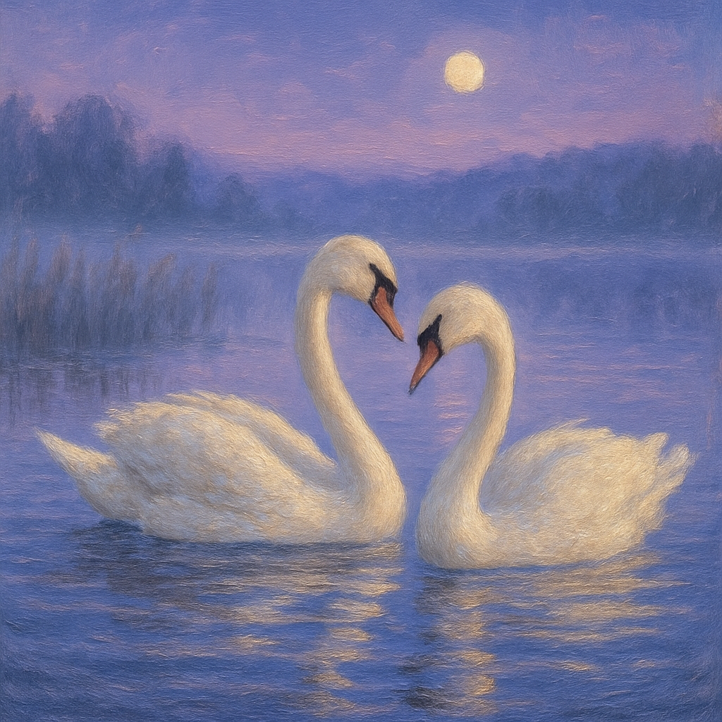 Misty Swan Lake Twilight Numbered painting kits