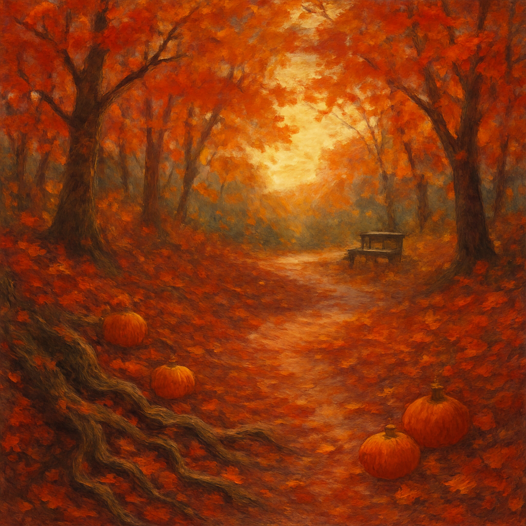 Forest Path Of Amber Leaves Number painting