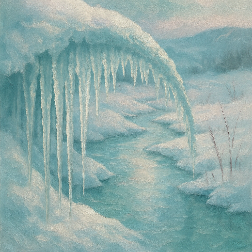 Icicle Arc Over Frozen Stream painting number kit
