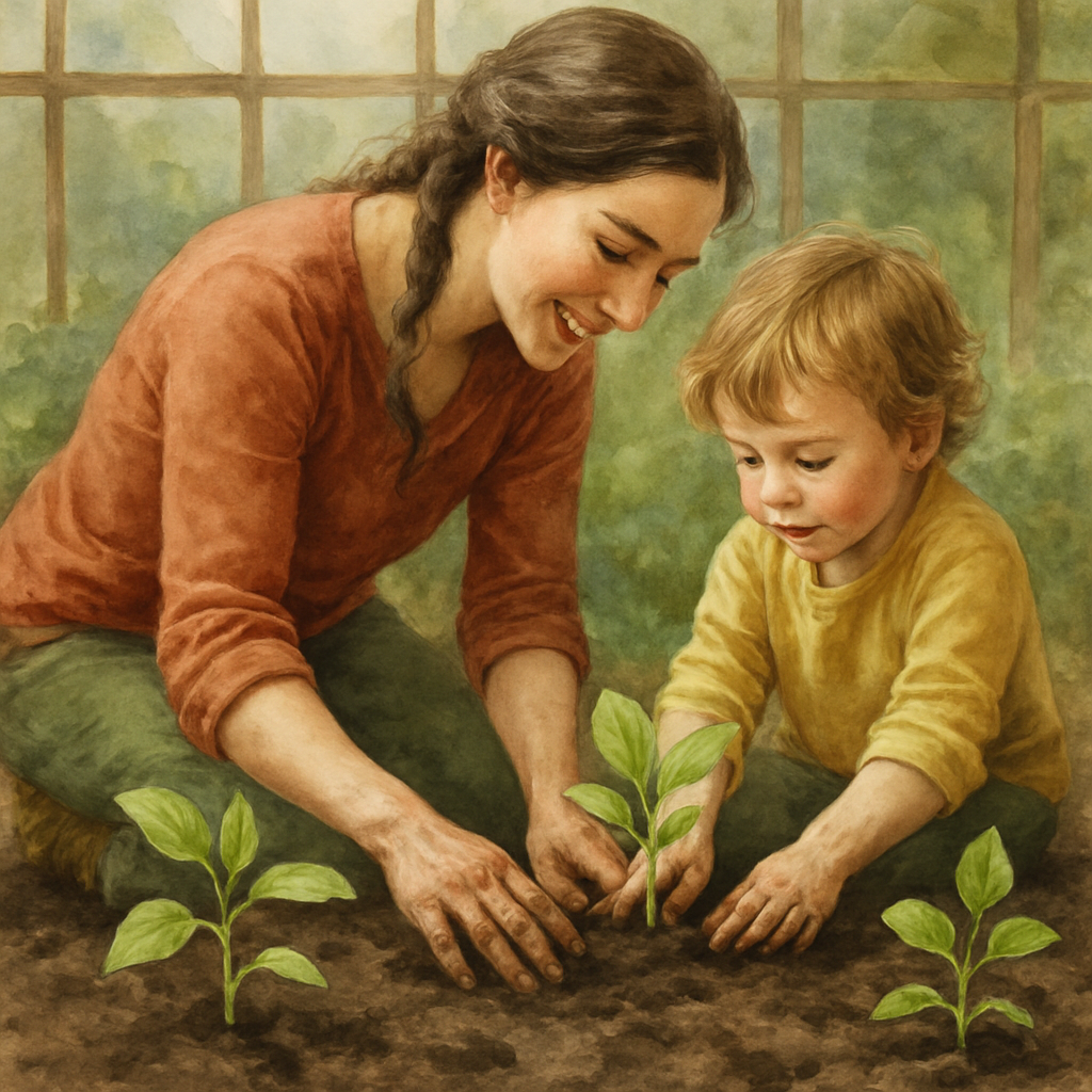 Mother And Child Garden Planting Paint by numbers kits