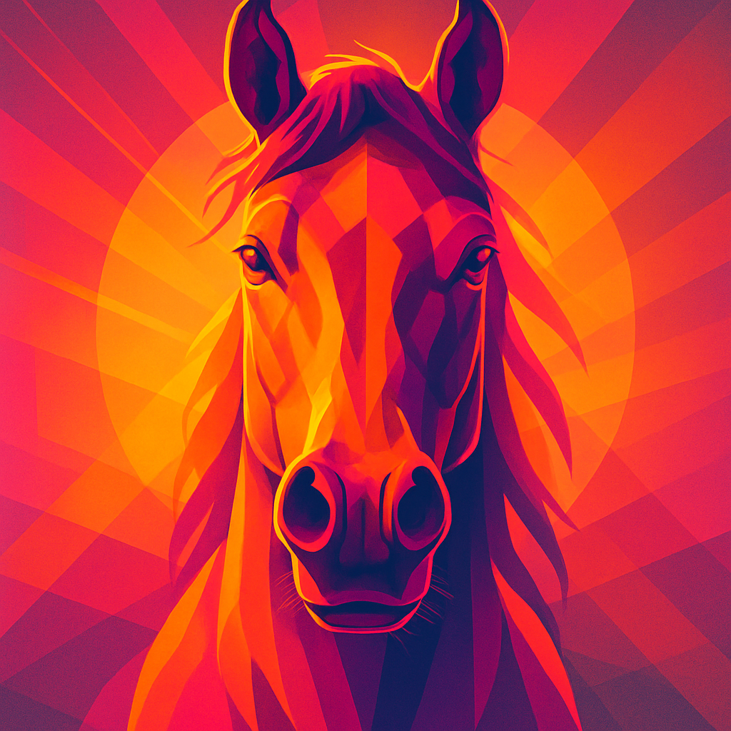 Sunset Horse In Geometric Glow paint by number