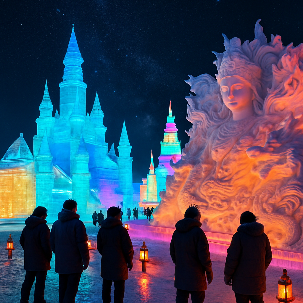 Harbin Ice And Snow Sculpture Festival Night paint by number