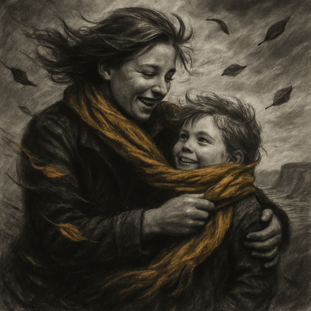 Mother Shielding Child From Wind Paint by numbers kits
