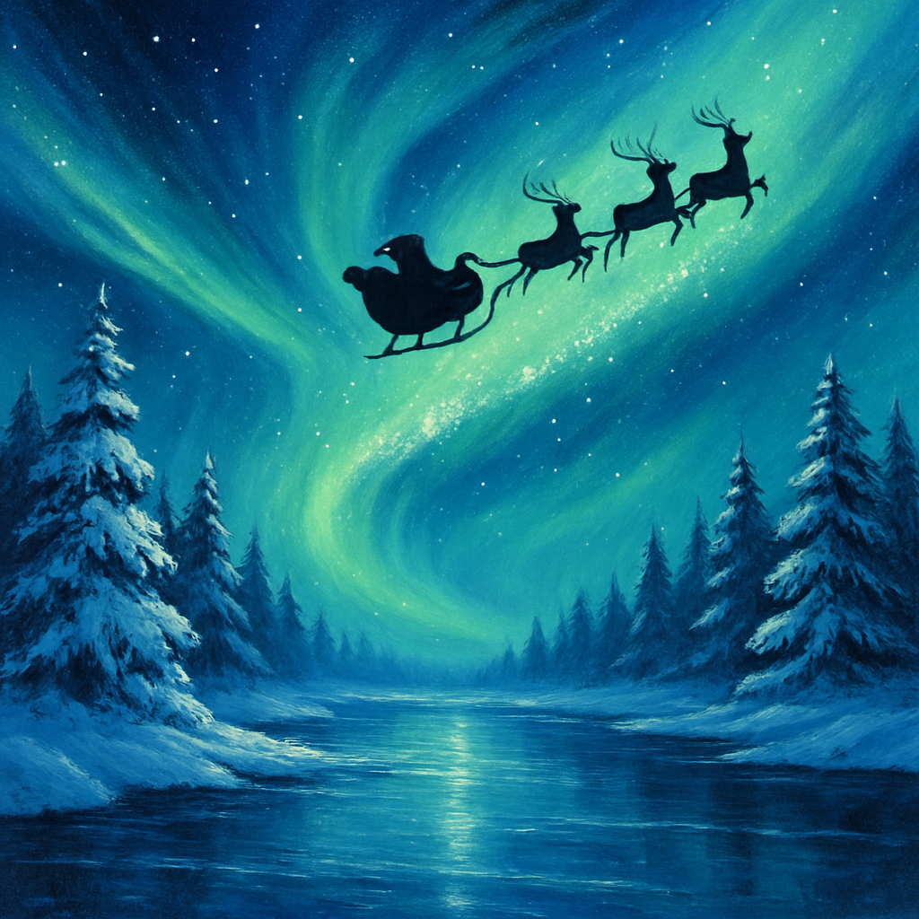 Santa Northern Lights Journey Numbered painting kits