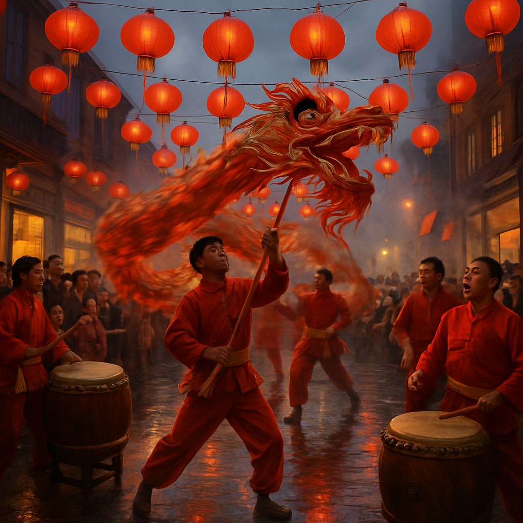 Lunar New Year Dragon Dance Street Parade painting number kit