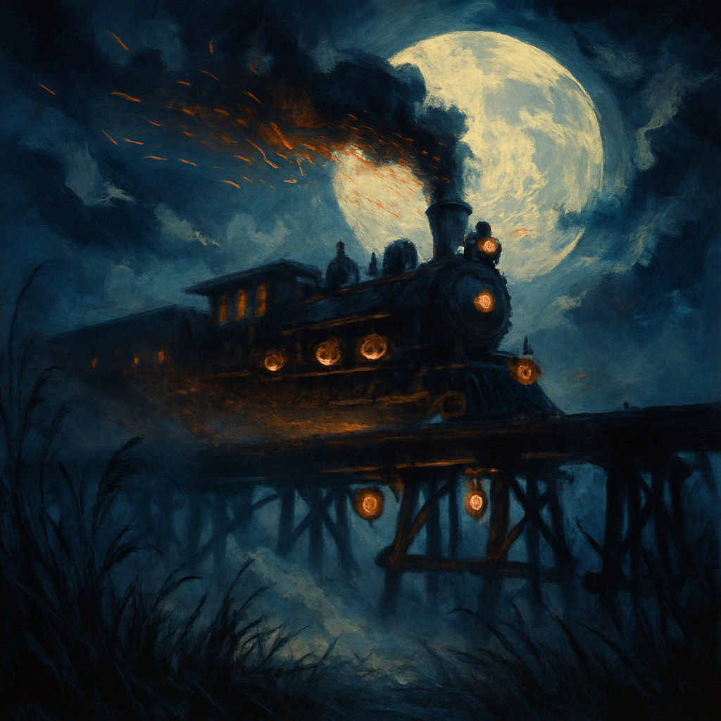 Sinister Lantern Train Crossing paint by number