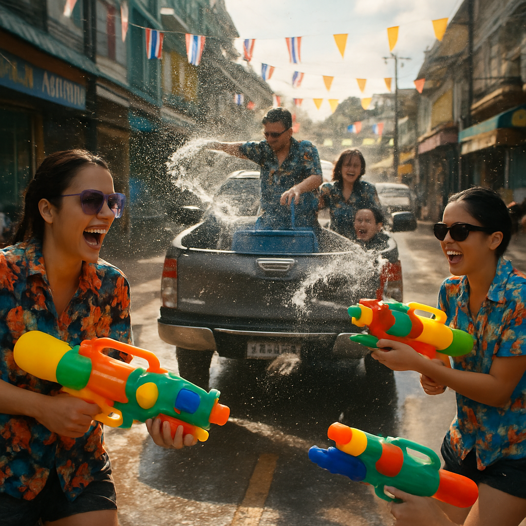 Songkran Water Festival In Thai Streets Paint by numbers art