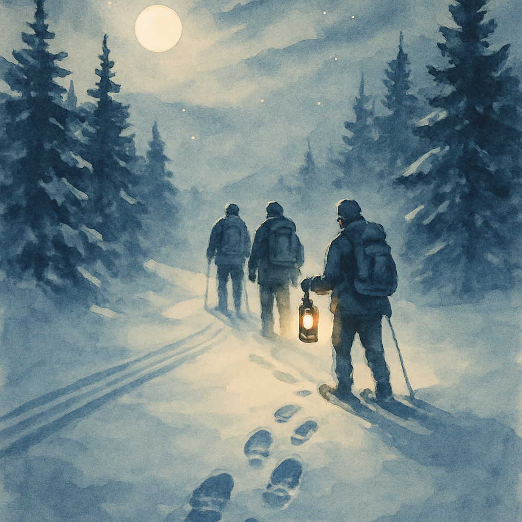 Moonlit Snowshoe Trail paint by number