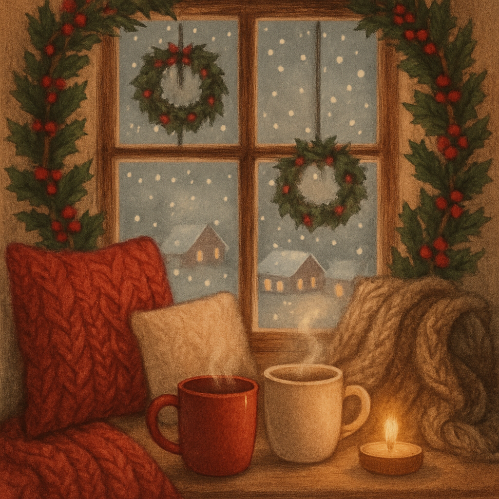 Holly Wreath Window Nook Painting by numbers kit