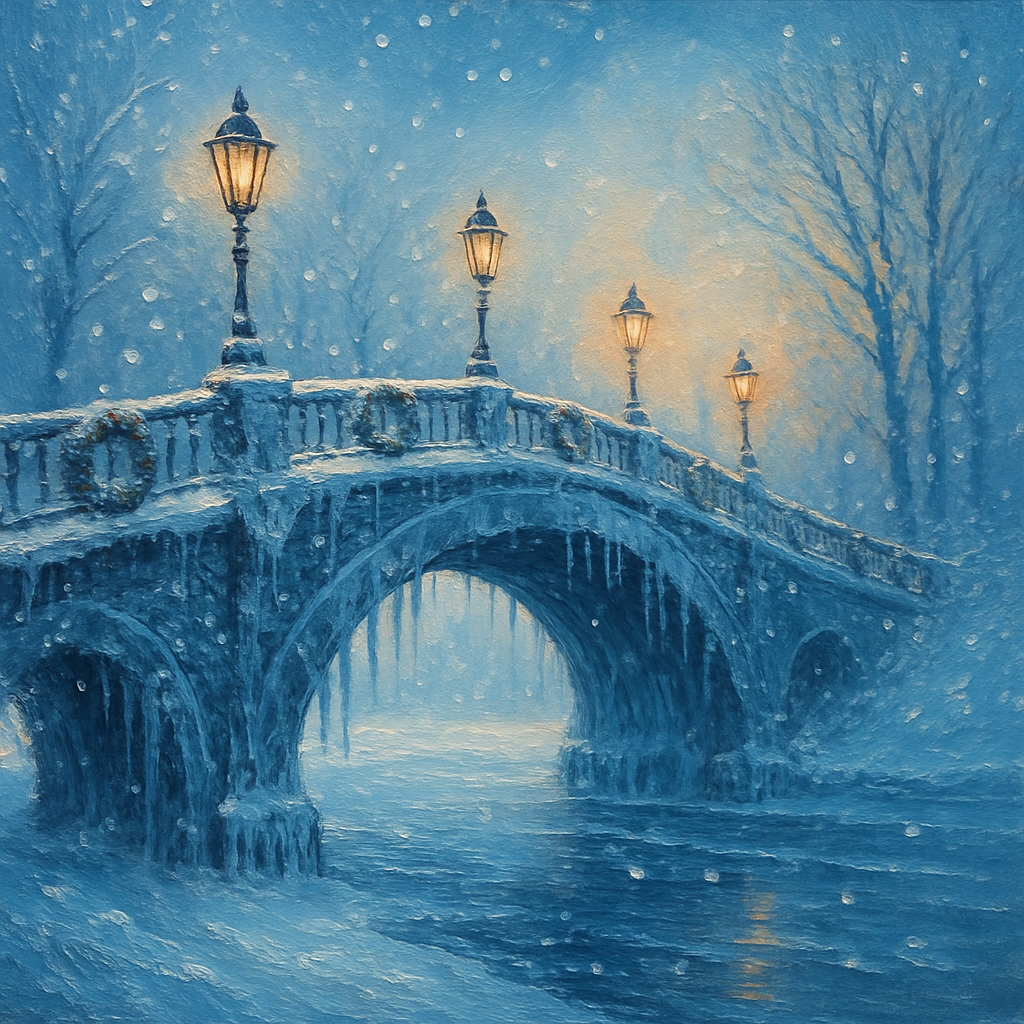 Icicle Bridge Lanterns Number painting