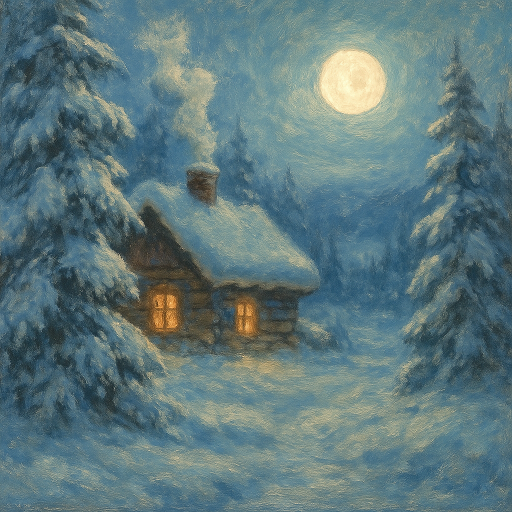 Moonlit Cabin Reverie painting number kit