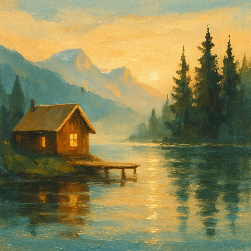 Cabin By The Painted Lake paint by color