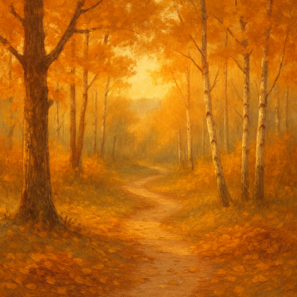 Golden Forest Path painting number kit