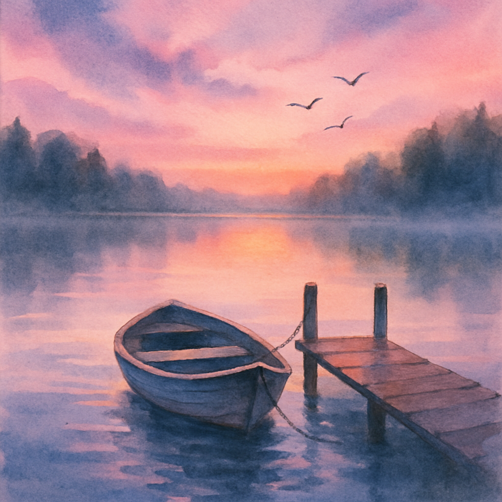 Rowboat In Lavender Twilight Paint by numbers art
