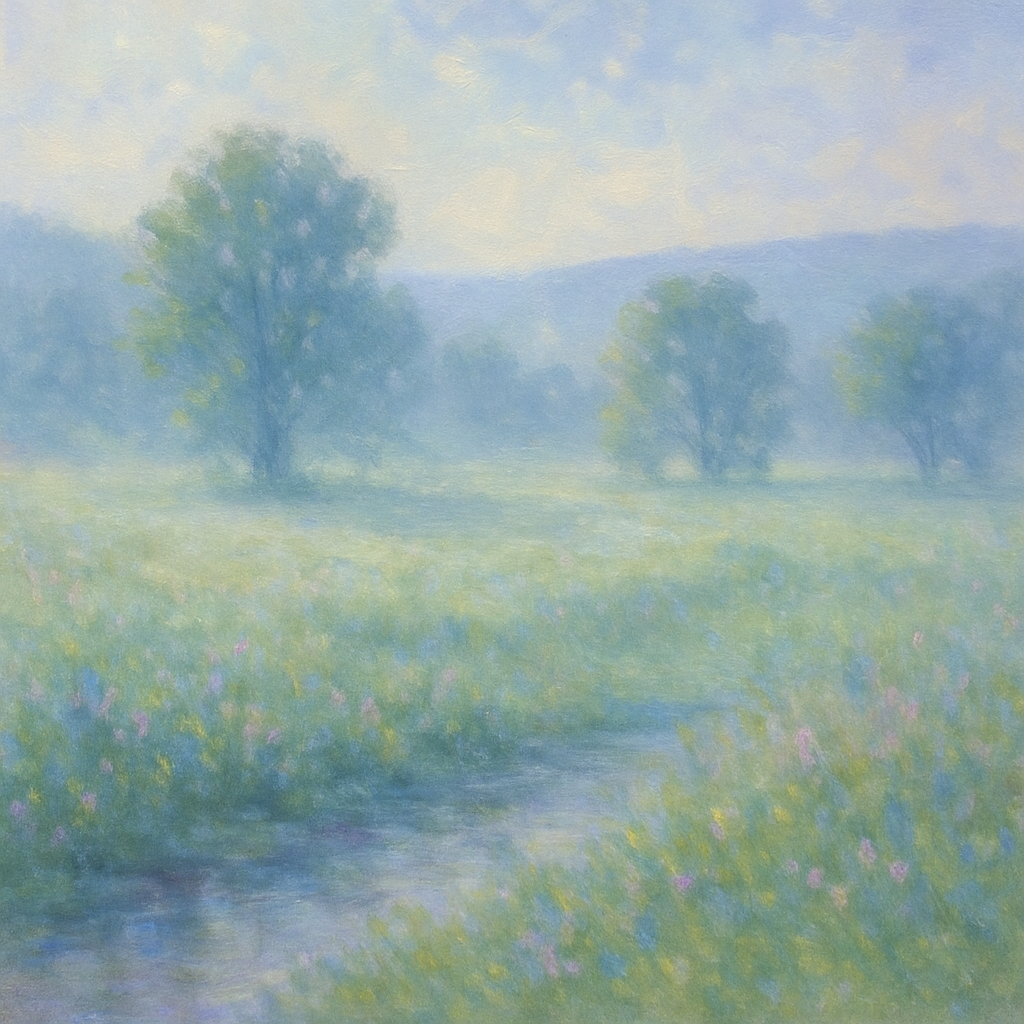 Meadow Of Early Morning Mist Paint by numbers art