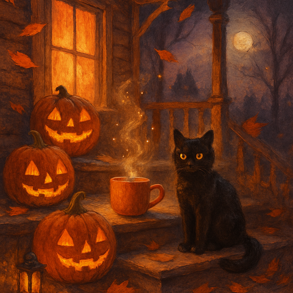 Cozy Haunted Porch Glow Number painting