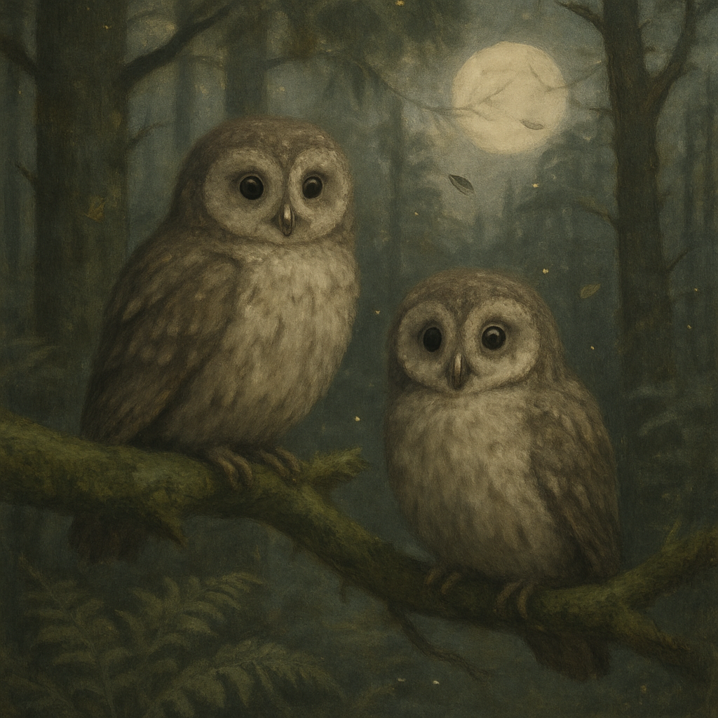 Forest Owls In Cozy Clearing painting number kit