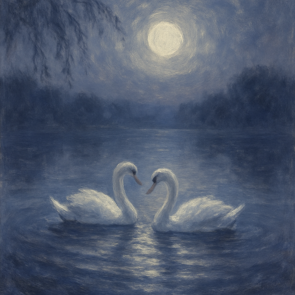 Moonlit Swans On Quiet Water Painting by numbers kit
