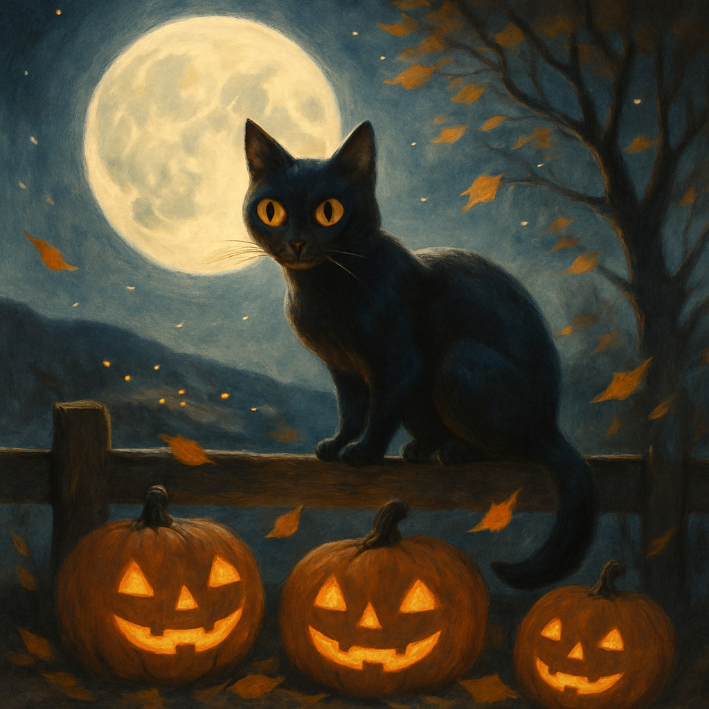 Black Cat Moonlight Watch Paint by numbers art