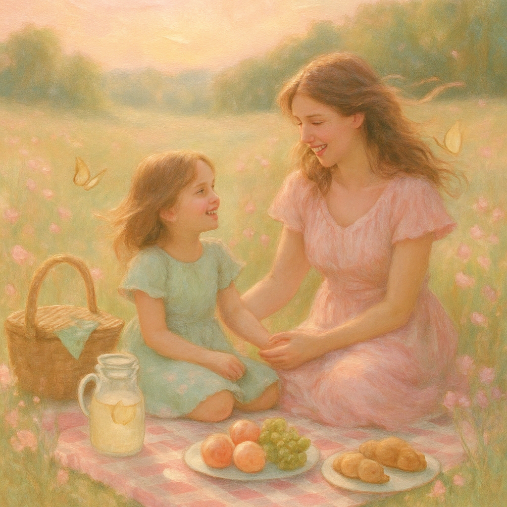 Picnic In The Meadow With Mother And Child Paint by numbers art