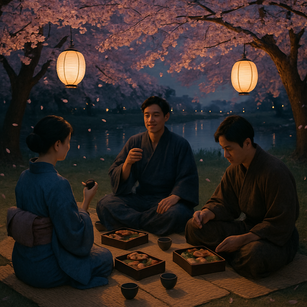 Japanese Cherry Blossom Hanami Gathering Paint by numbers art