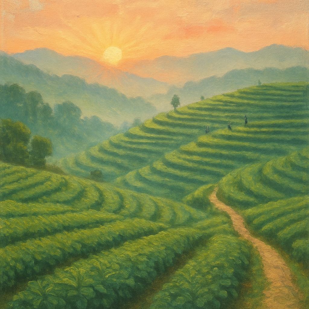 Sunrise Over Rolling Tea Hills paint by numbers