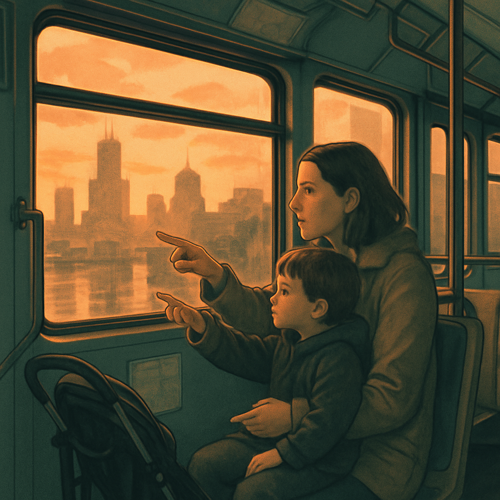 Quiet Bus Ride Mother And Child Window View Paint by numbers art