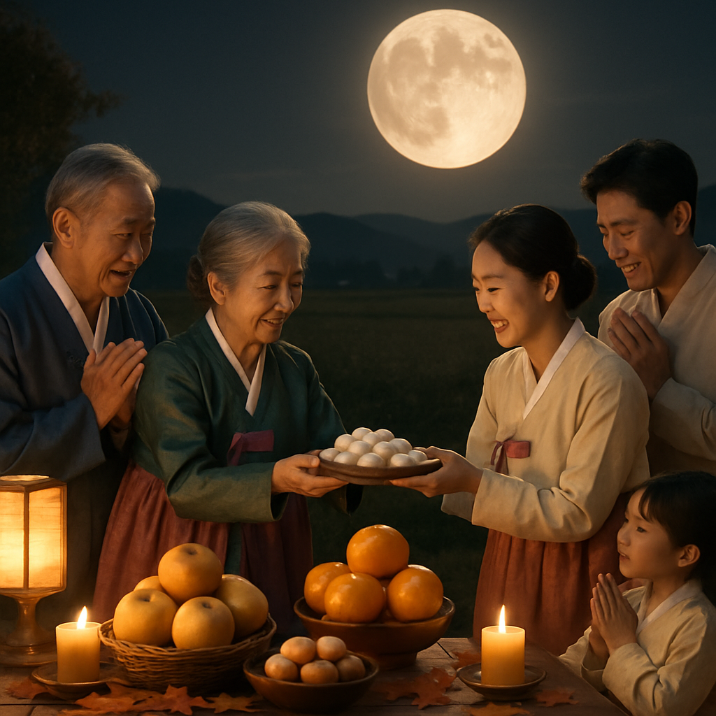 South Korean Chuseok Harvest Moon Festivity paint by number