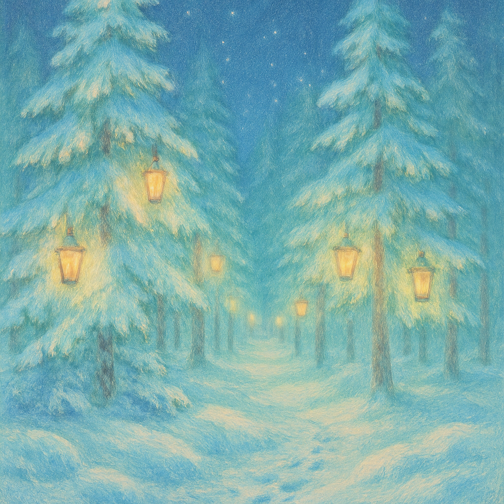 Frosted Lantern Forest paint by numbers