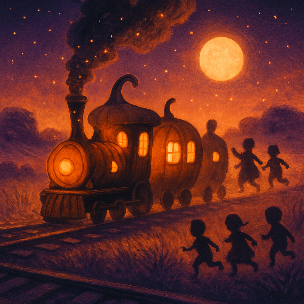 Midnight Pumpkin Train Numbered painting kits