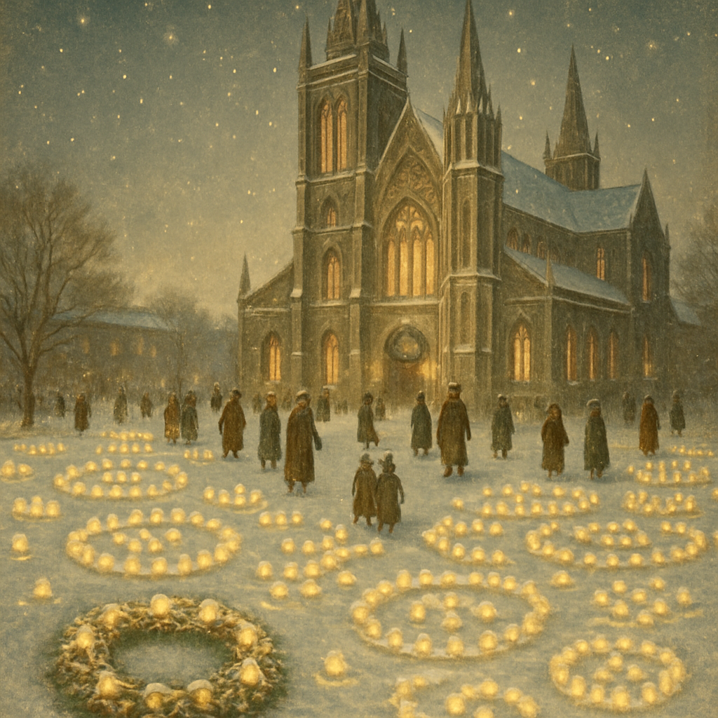 Snow Lantern Cathedral Courtyard Number painting