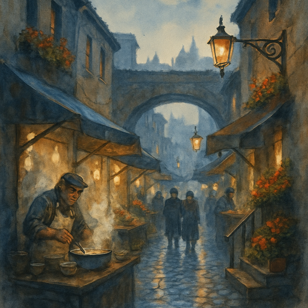 Midnight Market Alley Number painting