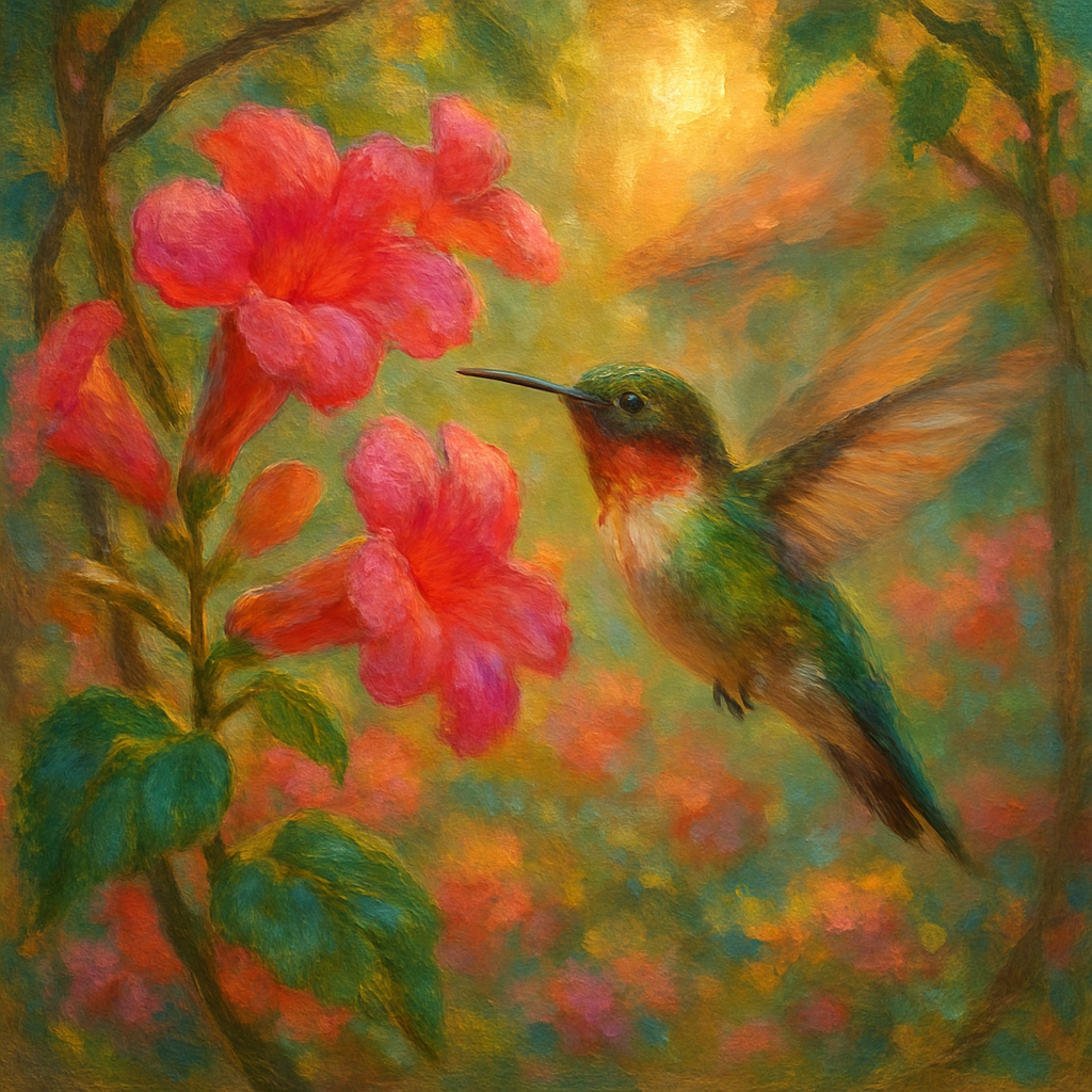 Hummingbird Garden Painted Cozy painting number kit