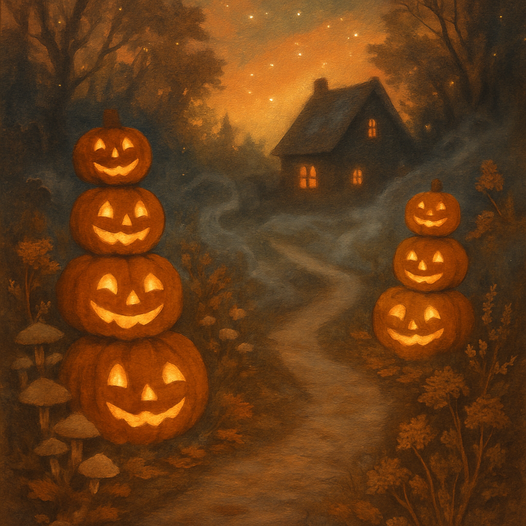 Rustic Jack O Lantern Garden Path paint by color
