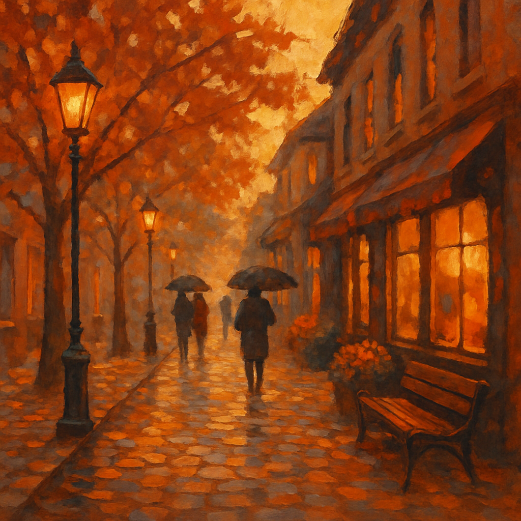 Sunset Glow On Cobblestone Lane paint by numbers