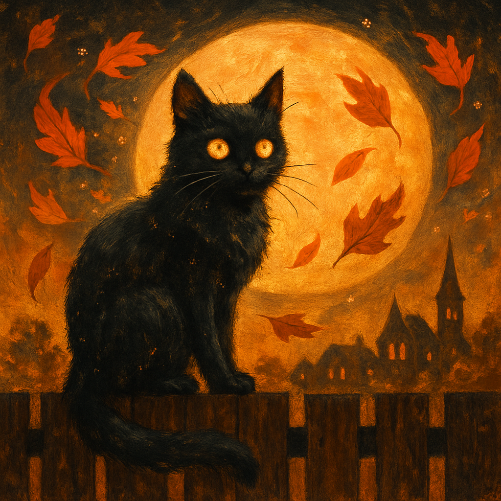 Moonlit Cat Keeping Watch Number painting