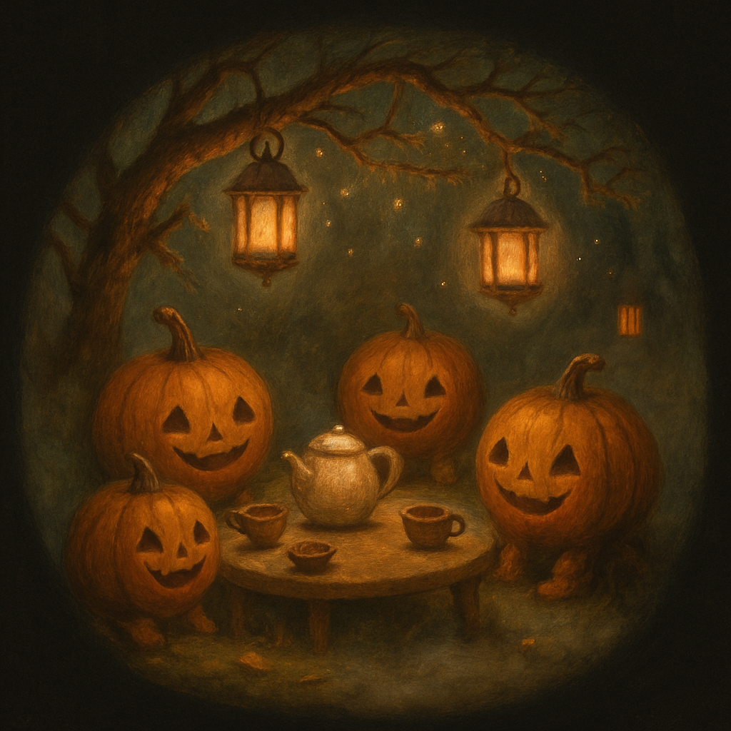Enchanted Pumpkin Tea Party painting number kit